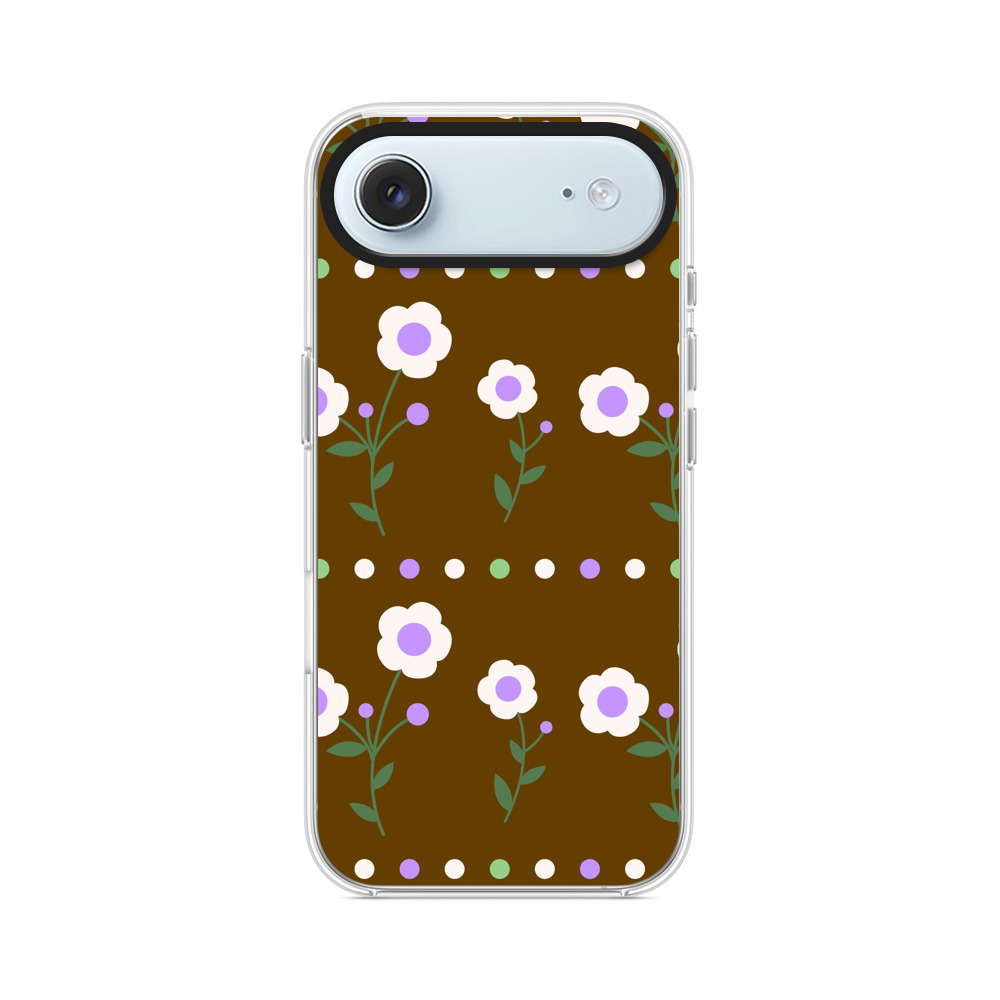 白と紫の花柄パターン iPhone Airオリジナルケース