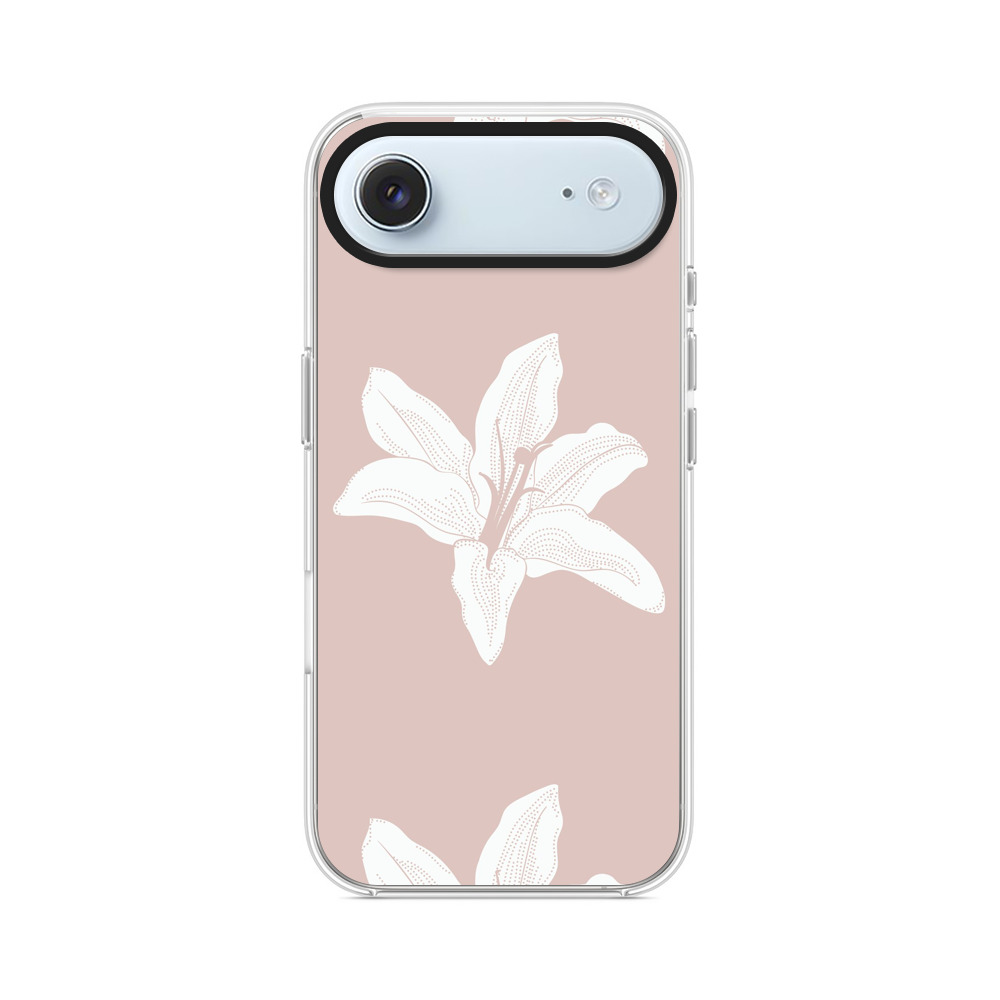 白いユリの花柄パターン iPhone Airオリジナルケース