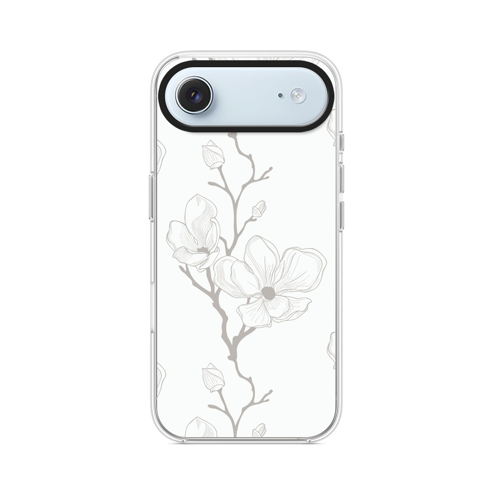 白黒のマグノリアの花の模様 iPhone Airオリジナルケース
