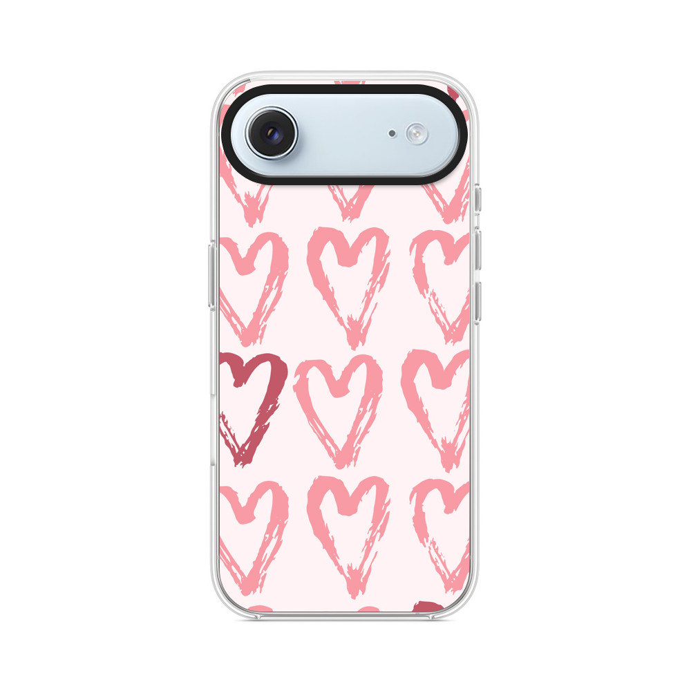 手描き風ピンクハートパターン iPhone Airオリジナルケース
