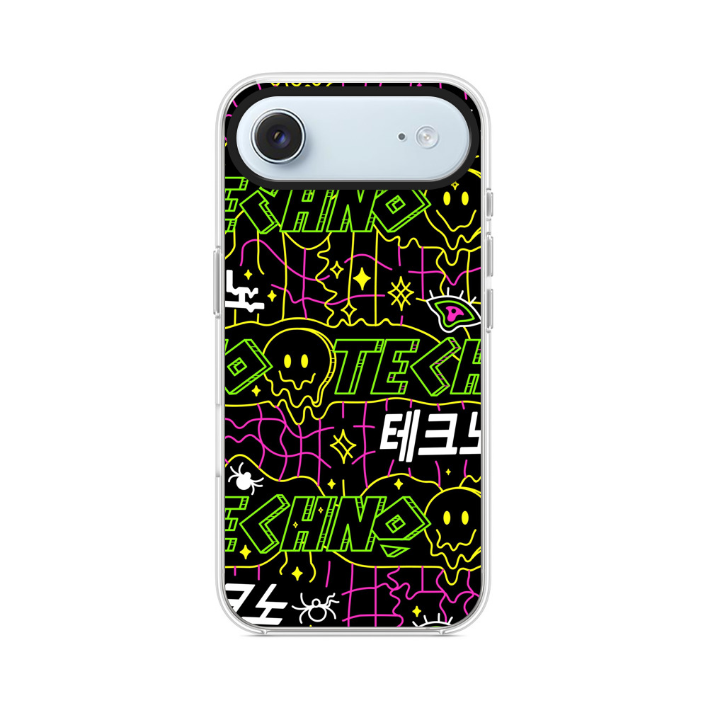 テクノパターンとホラーアイコン iPhone Airオリジナルケース