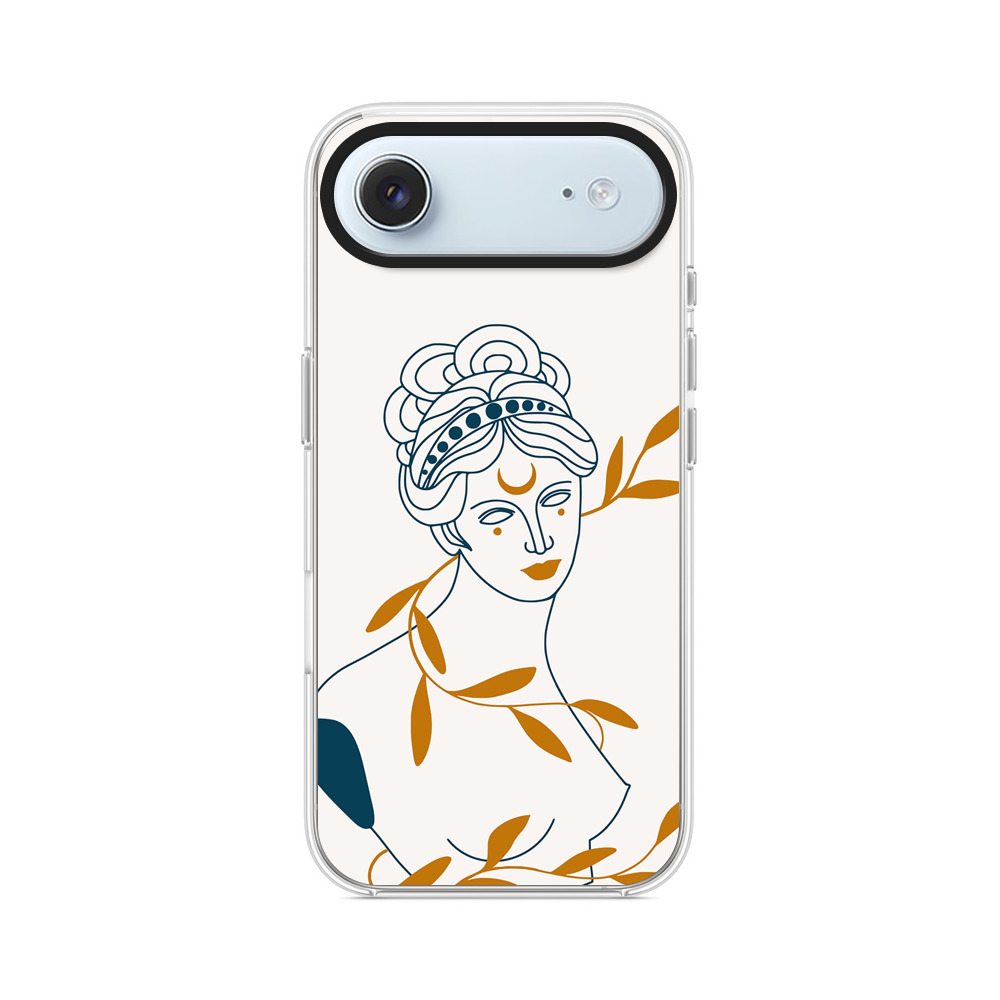 月と植物の女性の線画アート iPhone Airオリジナルケース