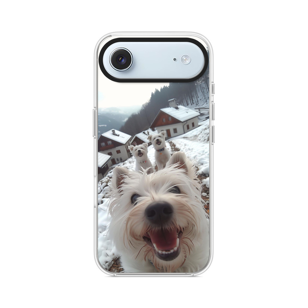 雪景色の白い犬たち iPhone Airオリジナルケース
