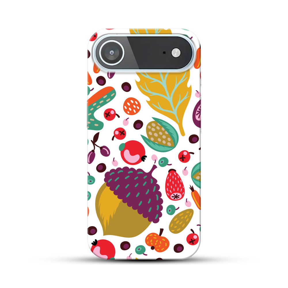 秋のフルーツと葉のパターン iPhone Airオリジナルハードケース