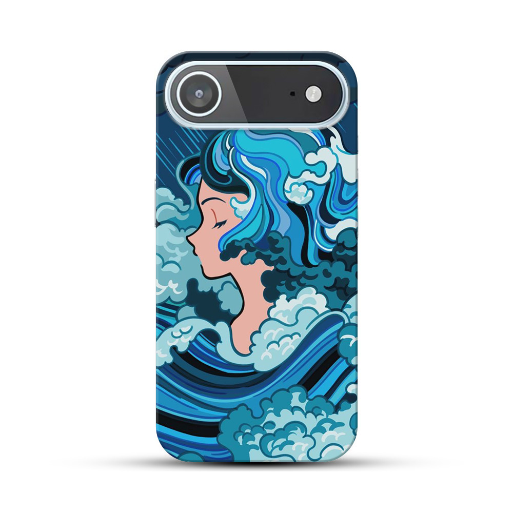 雨と波の女性のイラスト iPhone Airオリジナルハードケース