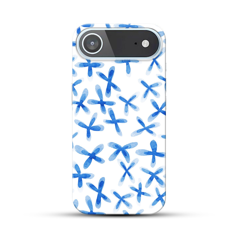 青い花の模様 iPhone Airオリジナルハードケース