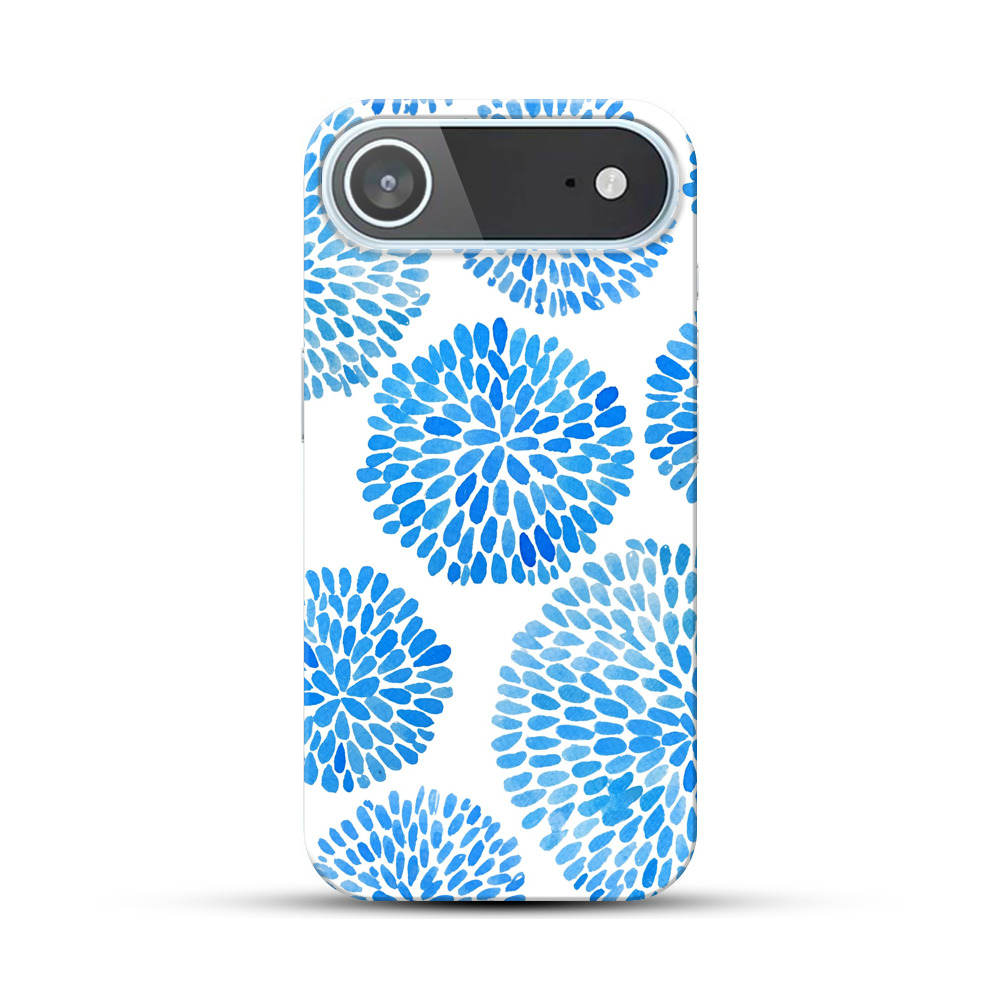 青い花のパターン iPhone Airオリジナルハードケース