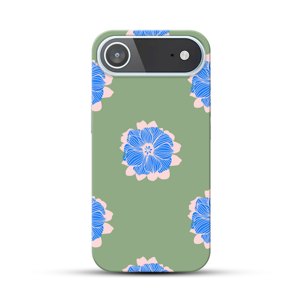 青い花のパターン iPhone Airオリジナルハードケース