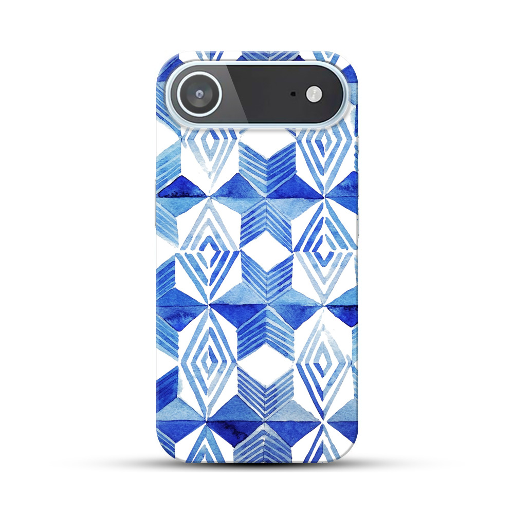 青い水彩パターン iPhone Airオリジナルハードケース