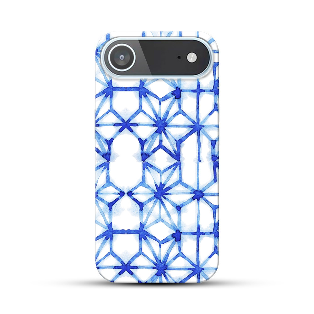 青い水彩のパターン iPhone Airオリジナルハードケース