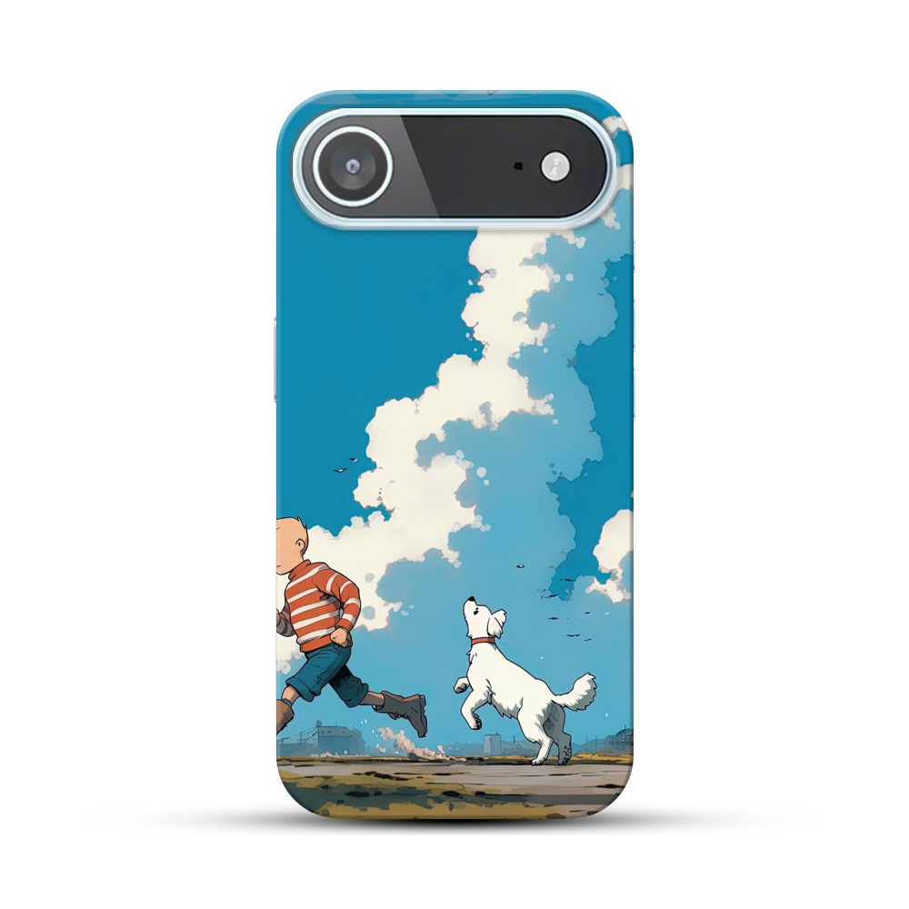 青空と電車の前の少年 iPhone Airオリジナルハードケース