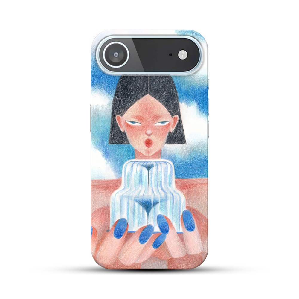 青空の中の女性と水の彫刻 iPhone Airオリジナルハードケース