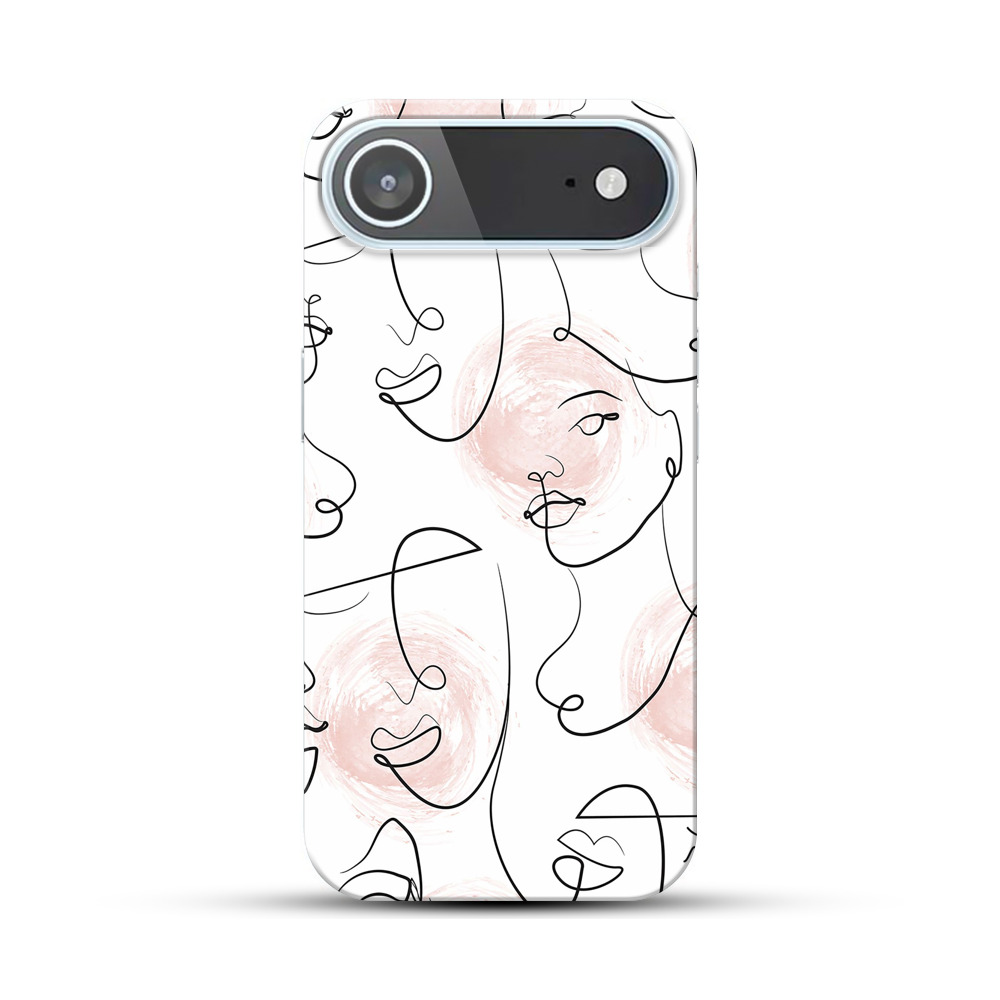 抽象的な顔の線画パターン iPhone Airオリジナルハードケース