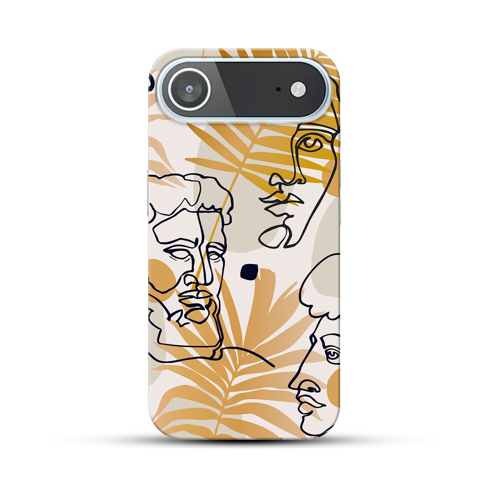 抽象的な顔と植物のパターン iPhone Airオリジナルハードケース