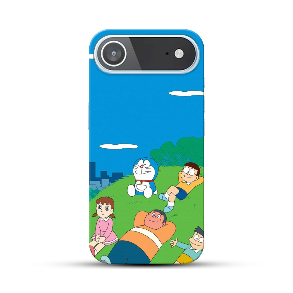 青空の草原でくつろぐドラえもん iPhone Airオリジナルハードケース