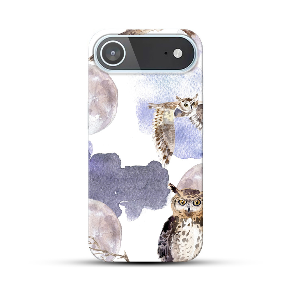 フクロウと月の水彩画 iPhone Airオリジナルハードケース