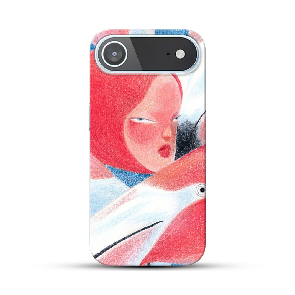 フラミンゴと女性の顔 iPhone Airオリジナルハードケース