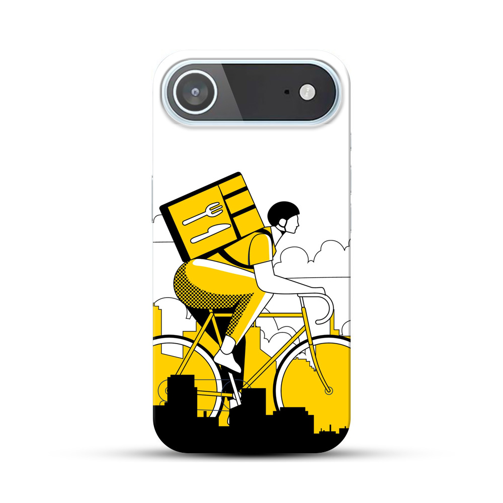 配達員が自転車で配達するシルエット iPhone Airオリジナルハードケース