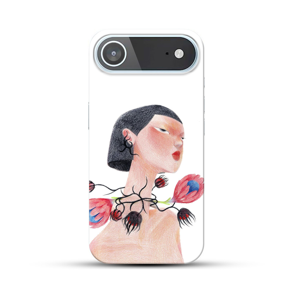 花と女性のイラスト iPhone Airオリジナルハードケース