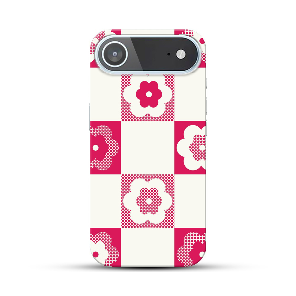 市松模様の花柄パターン iPhone Airオリジナルハードケース