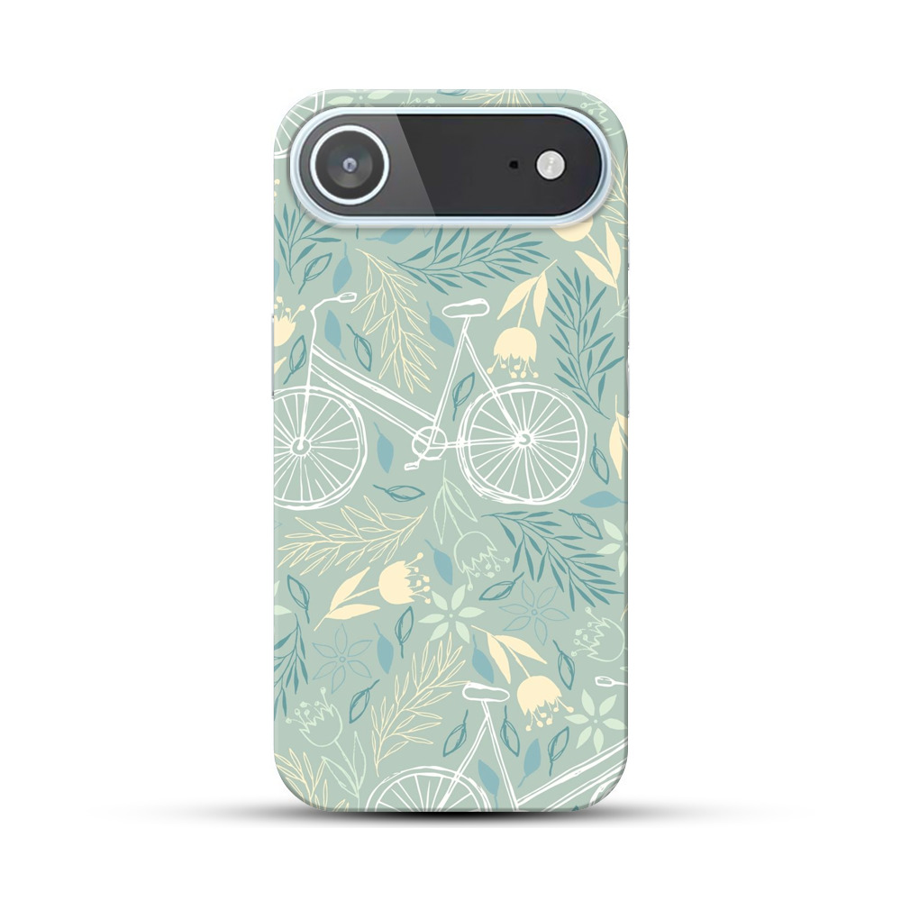 自転車と花のパターン iPhone Airオリジナルハードケース