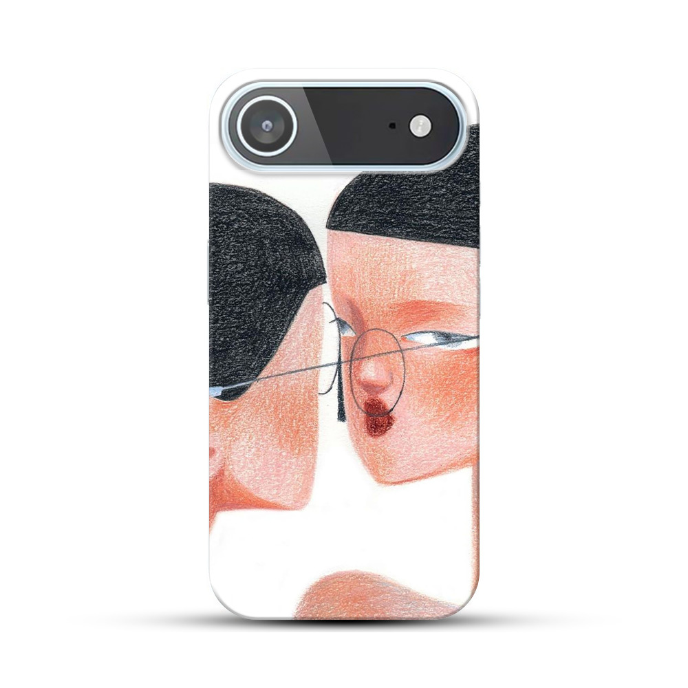 鏡を見る女性のイラスト iPhone Airオリジナルハードケース