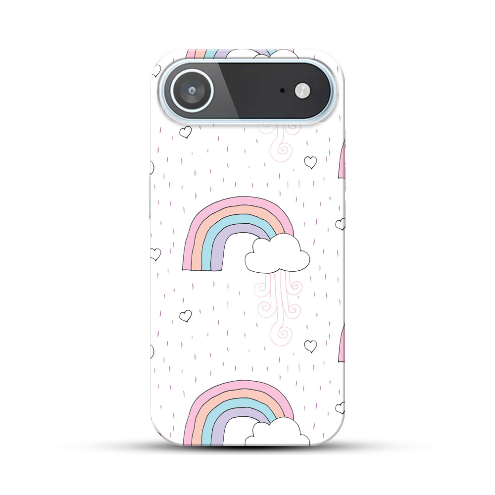 カラフルな虹と雲のパターン iPhone Airオリジナルハードケース