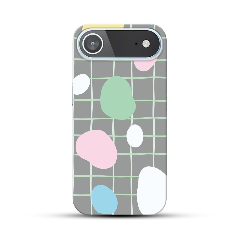 カラフルな抽象的な石とグリッドパターン iPhone Airオリジナルハードケース