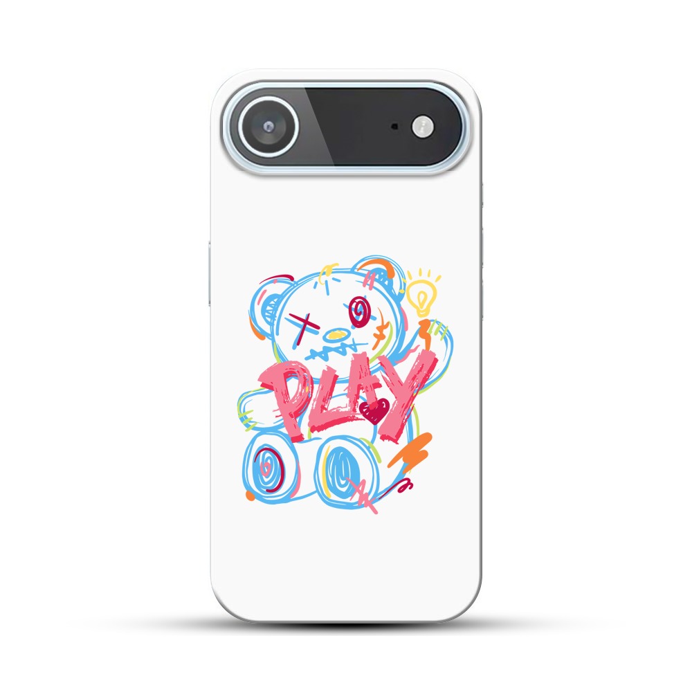 カラフルなクマとプレイの文字 iPhone Airオリジナルハードケース