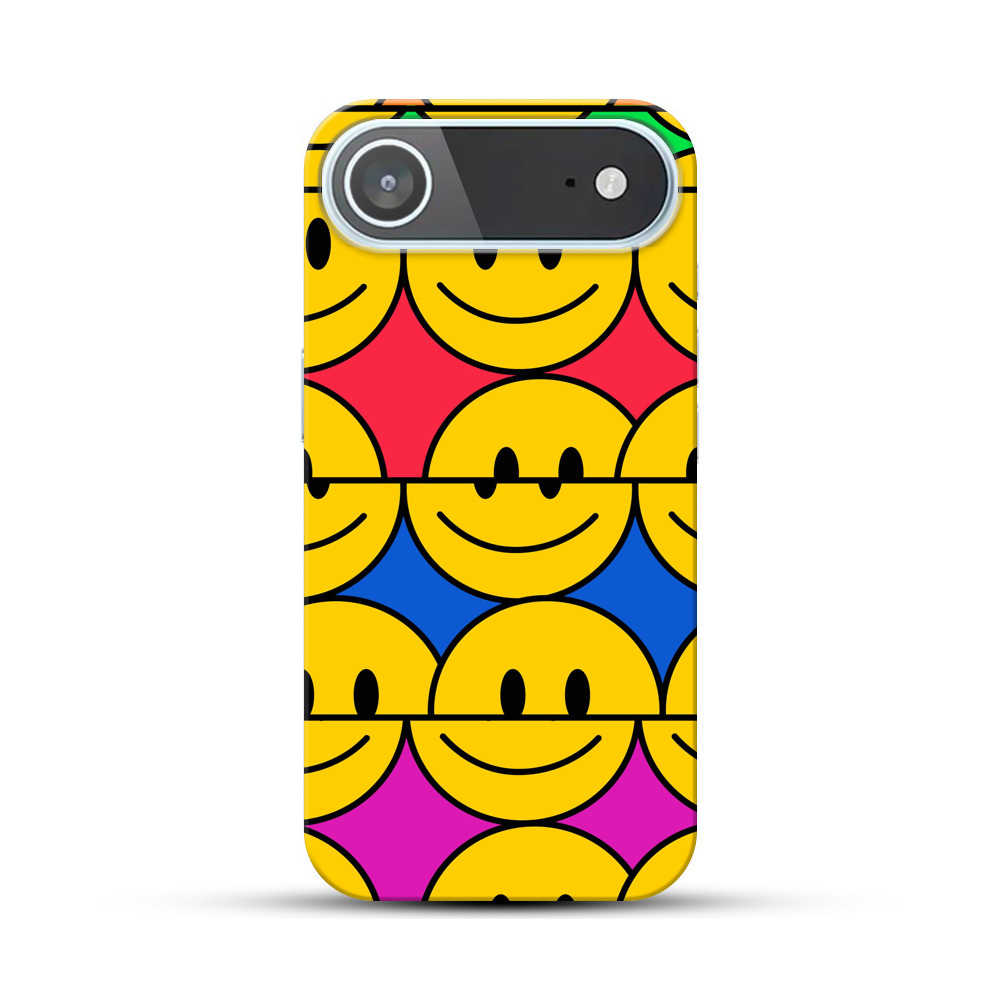 カラフルなスマイリーフェイスパターン iPhone Airオリジナルハードケース