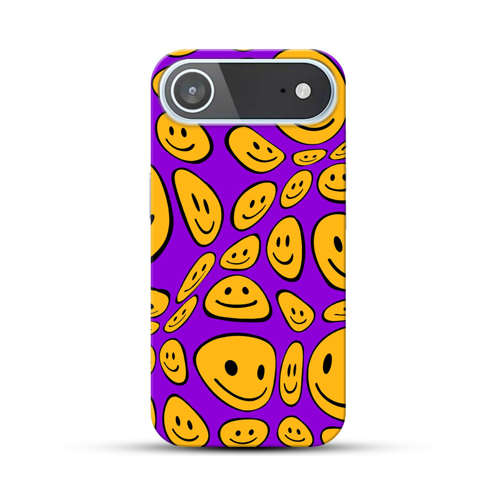 カラフルなスマイルパターン iPhone Airオリジナルハードケース