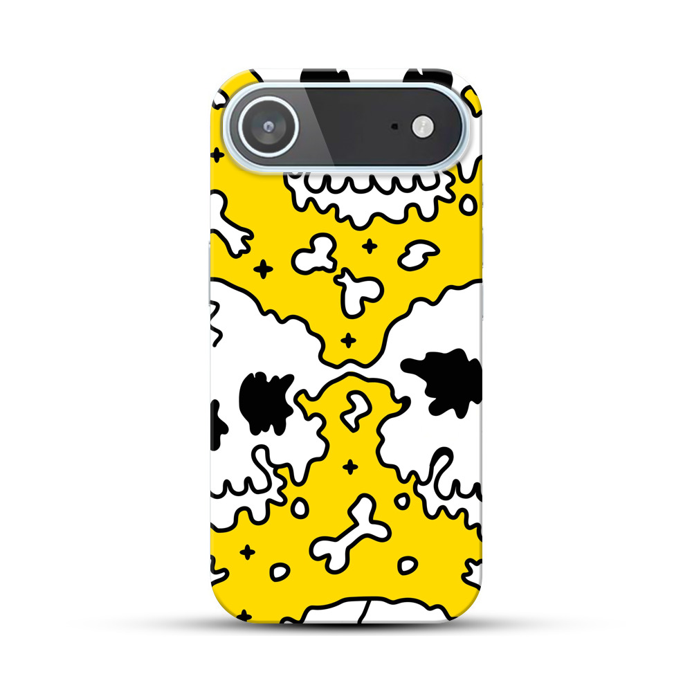 黄色の背景のスカルパターン iPhone Airオリジナルハードケース