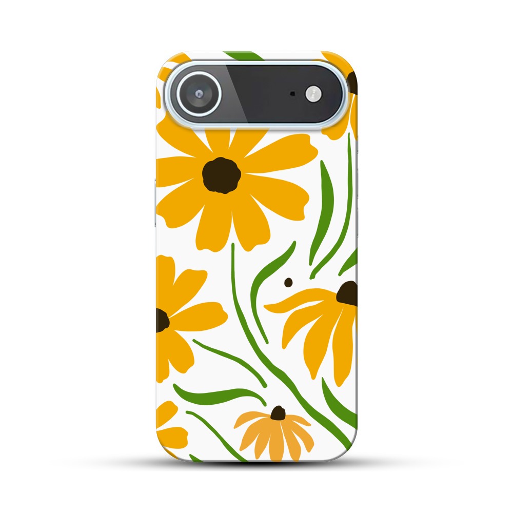 黄色い花のパターン iPhone Airオリジナルハードケース