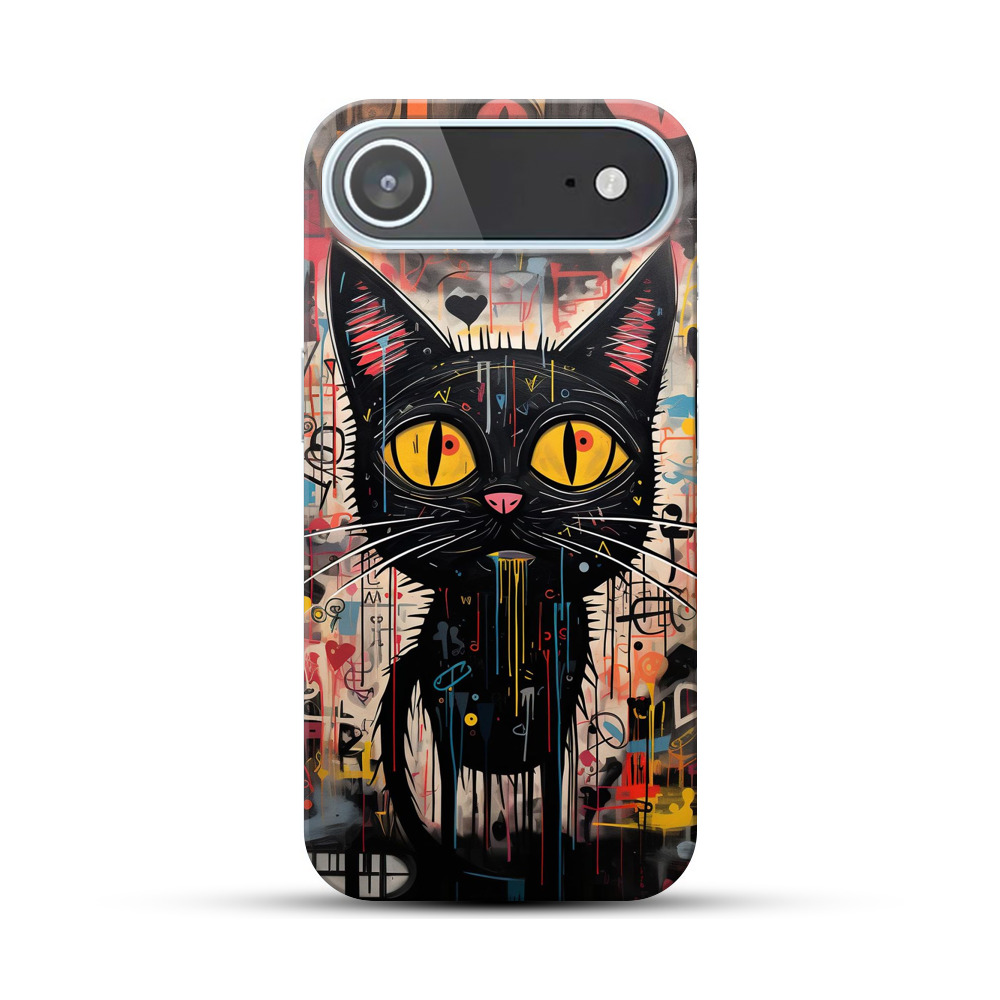 抽象的な黒猫のアート iPhone Airオリジナルハードケース