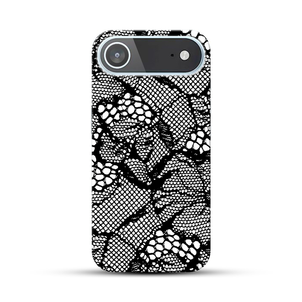 黒と白のレース模様 iPhone Airオリジナルハードケース