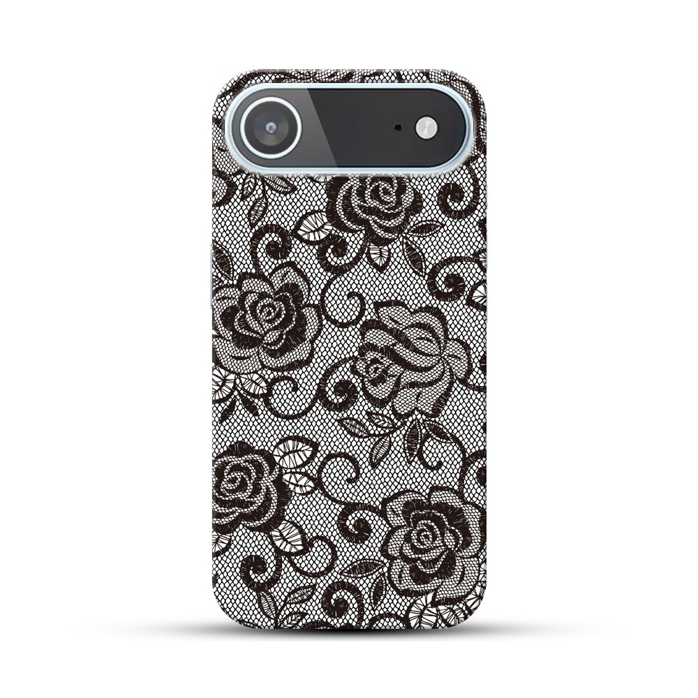 黒いレースの花柄模様 iPhone Airオリジナルハードケース