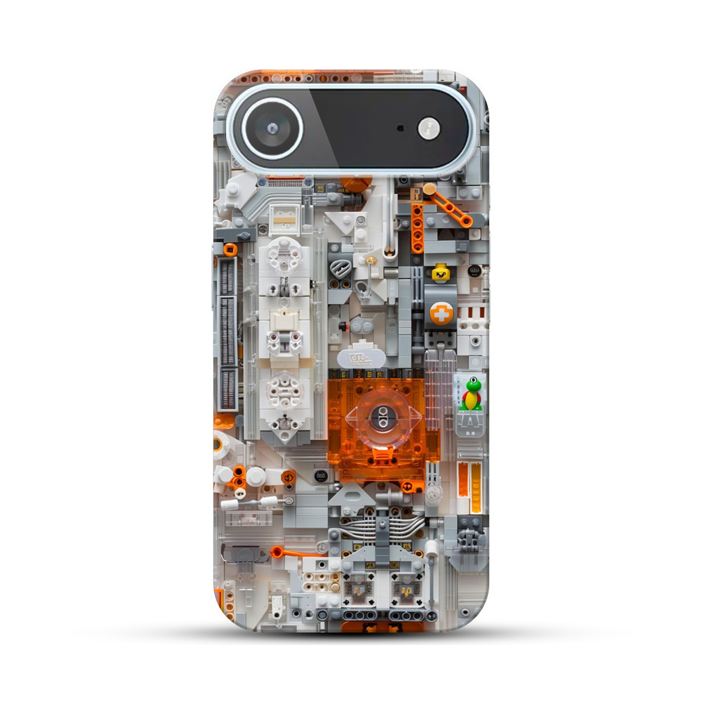 レゴのオレンジ白モザイク iPhone Airオリジナルハードケース