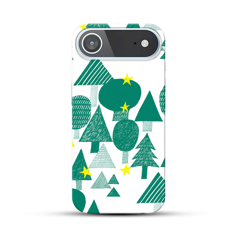 緑の森と黄色い星のパターン iPhone Airオリジナルハードケース