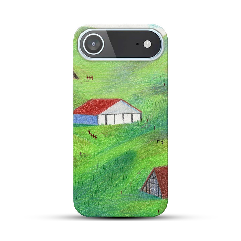 緑の丘と家々の風景 iPhone Airオリジナルハードケース