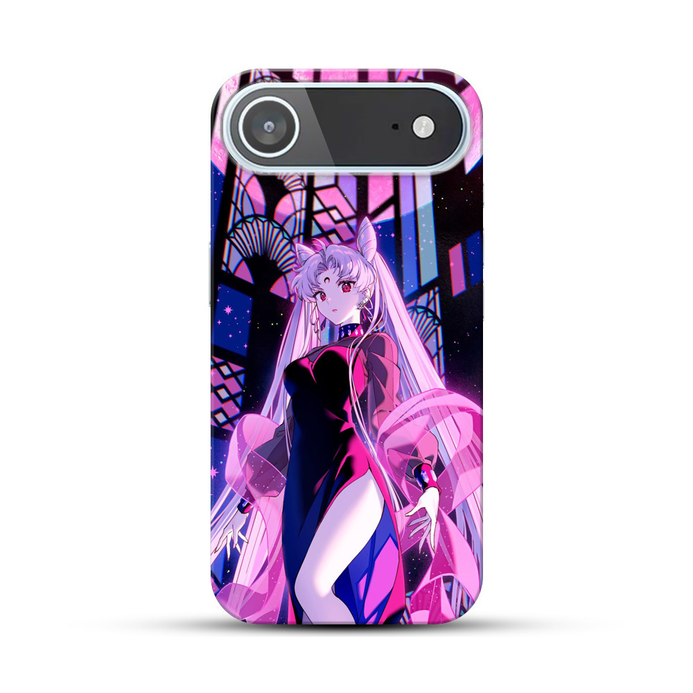 紫色の光に包まれたクールな女性キャラクター iPhone Airオリジナルハードケース