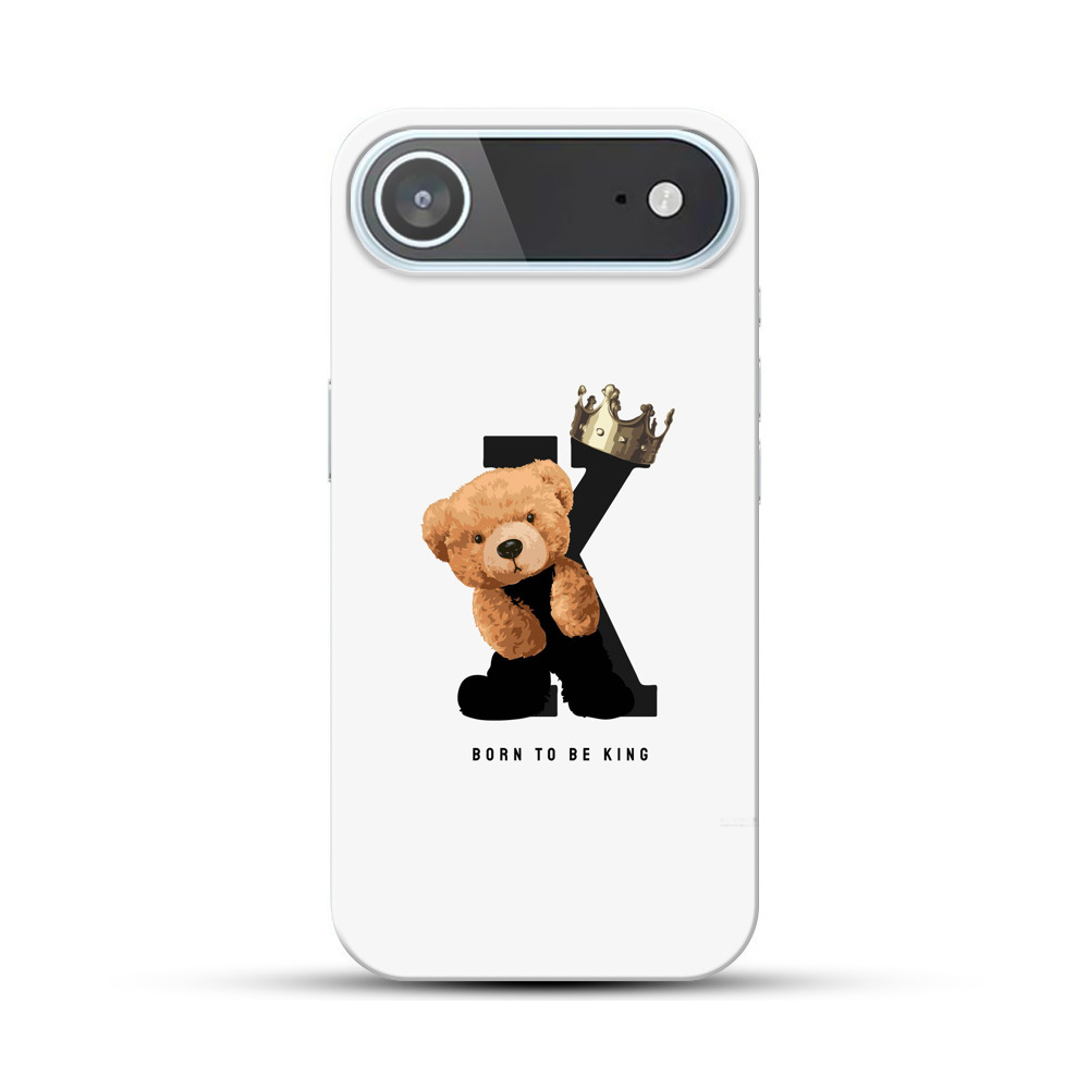 王冠をかぶったくまのぬいぐるみとアルファベットK iPhone Airオリジナルハードケース