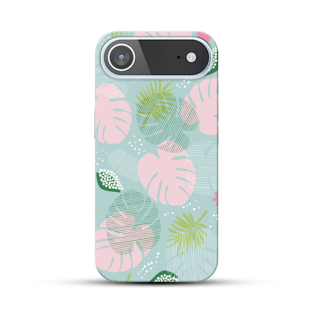 ピンクのモンステラとトロピカルリーフパターン iPhone Airオリジナルハードケース