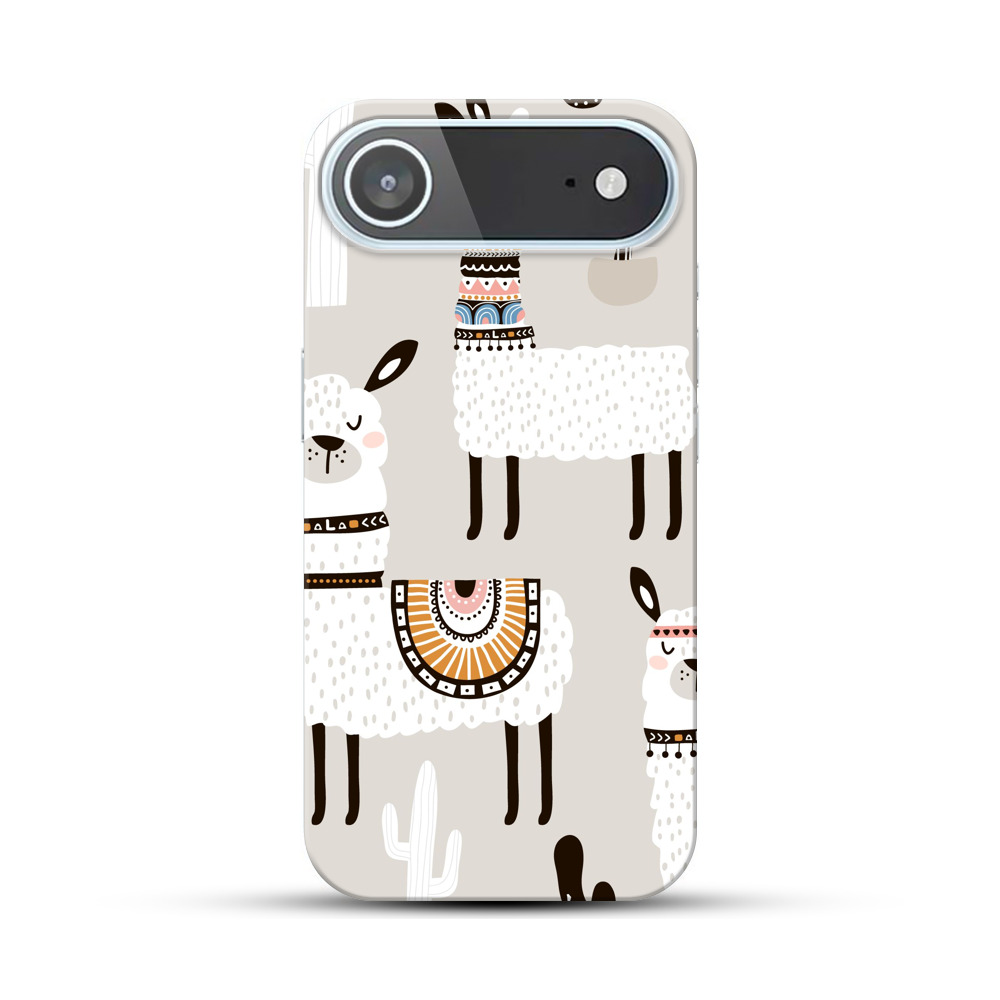 ラマとサボテンの模様 iPhone Airオリジナルハードケース