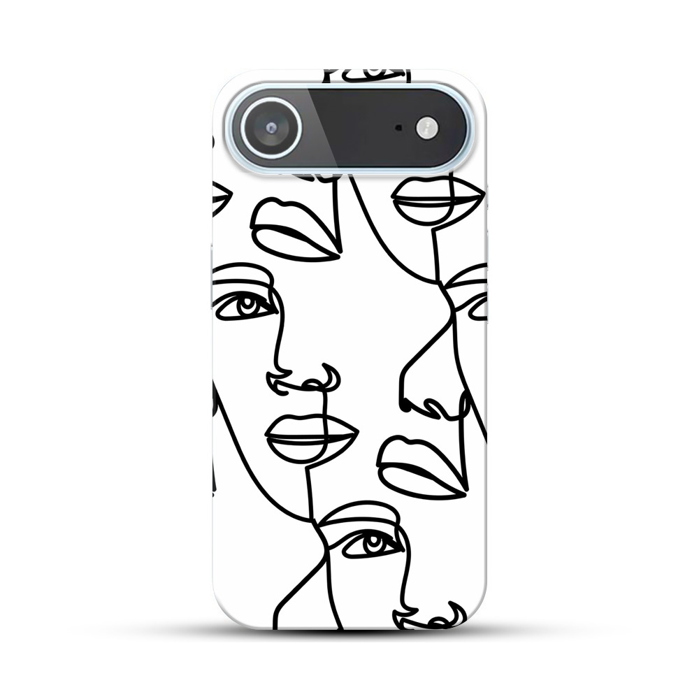 連続した顔の抽象イラスト iPhone Airオリジナルハードケース