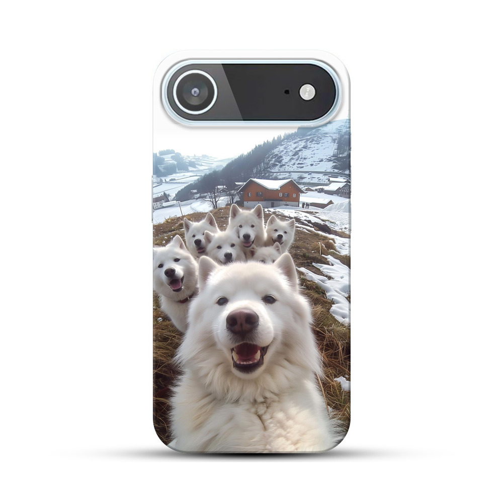 雪山のサモエド犬たちの群れ iPhone Airオリジナルハードケース