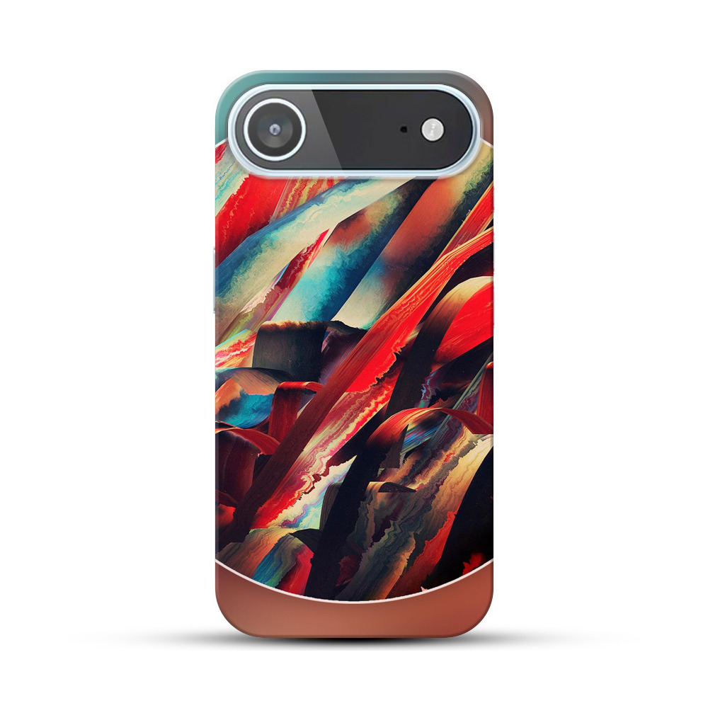 鮮やかな赤青抽象アート iPhone Airオリジナルハードケース