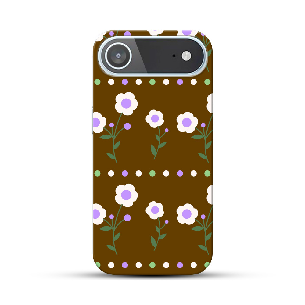 白と紫の花柄パターン iPhone Airオリジナルハードケース