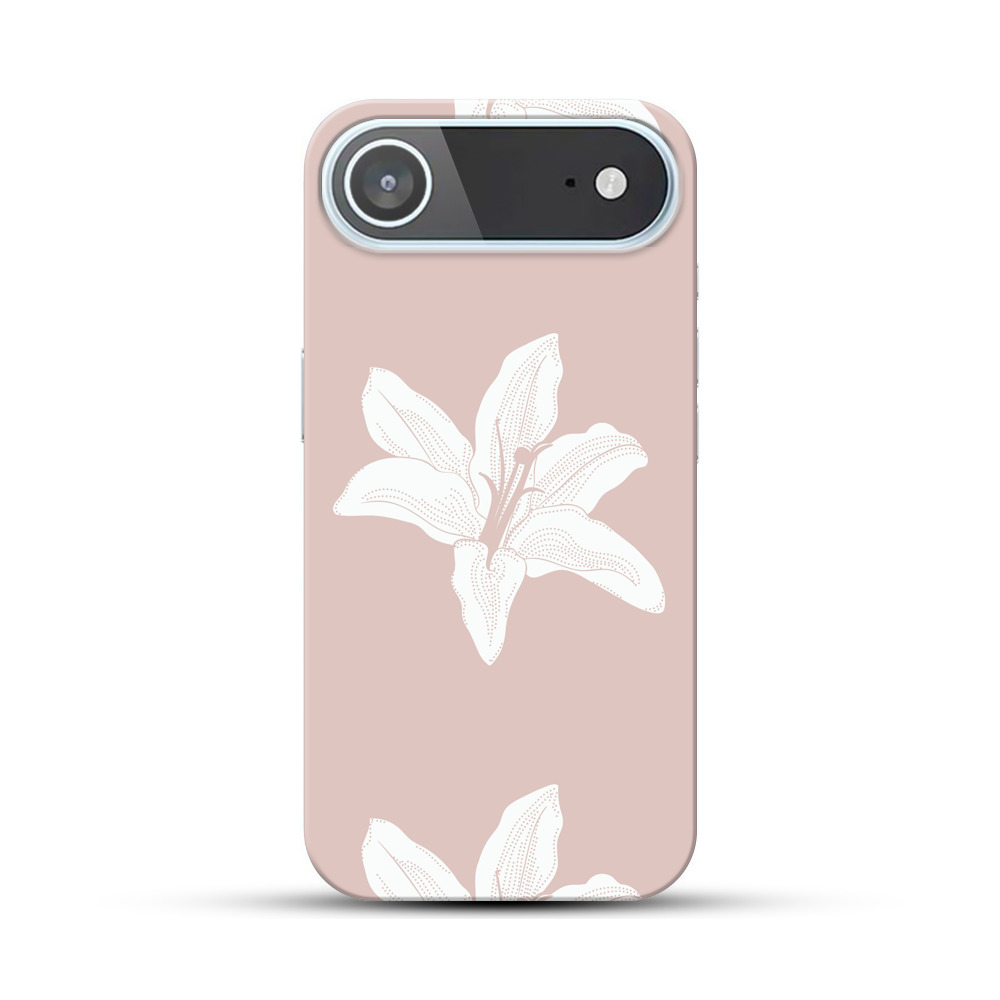 白いユリの花柄パターン iPhone Airオリジナルハードケース