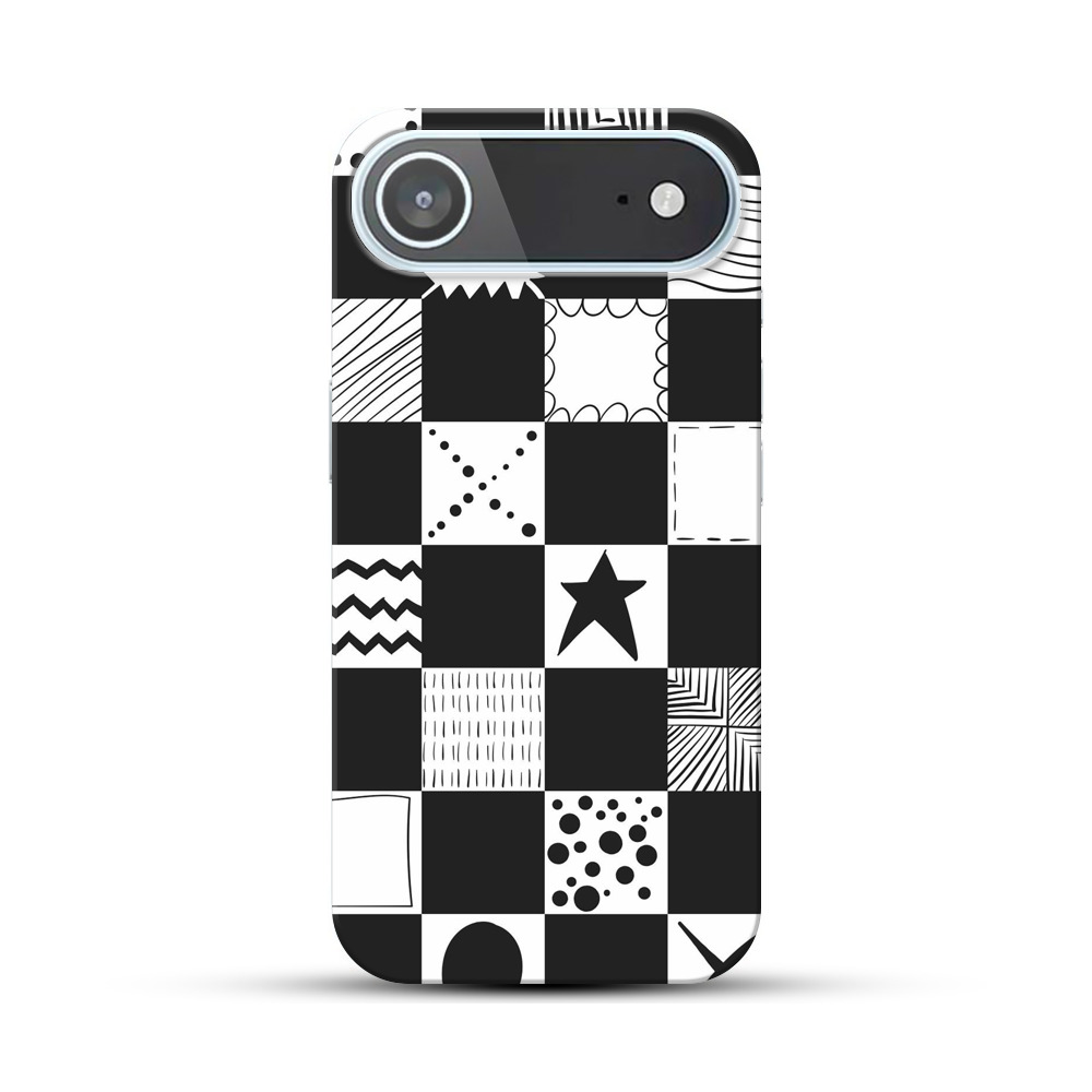 白黒パターンモザイク iPhone Airオリジナルハードケース