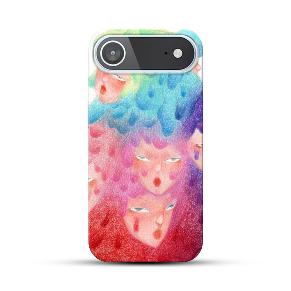 溶けるような多色の顔群 iPhone Airオリジナルハードケース